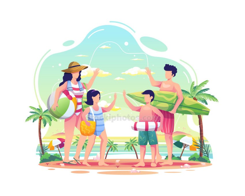 Summer Day Vacation and Holiday Beach Illustration (2)