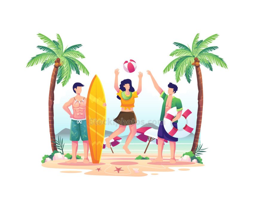 Summer Day Vacation and Holiday Beach Illustration (6)