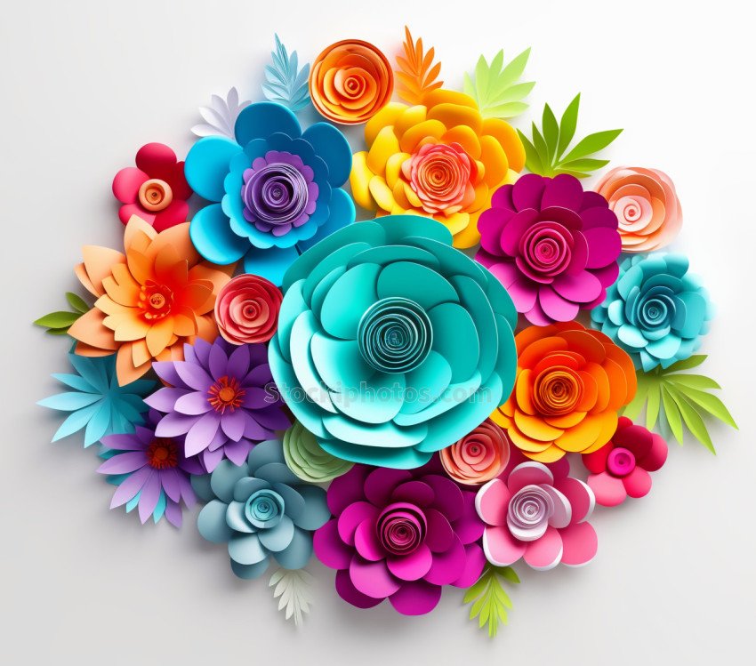 3D Tumbler Colorful flowers Pattern Illustration (3)