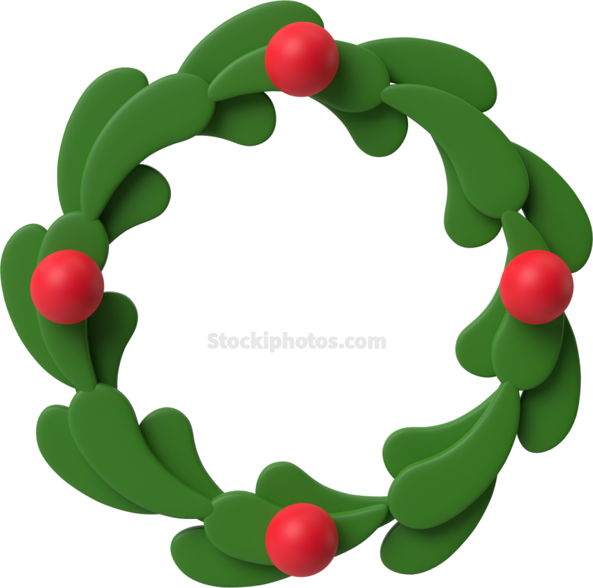 3D Christmas Festive Holiday Illustration wreath