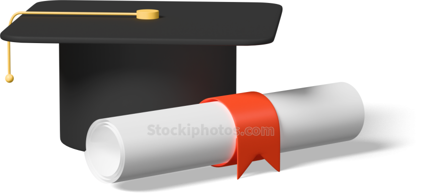 3D School Education and Course Illustration Icon Graduation