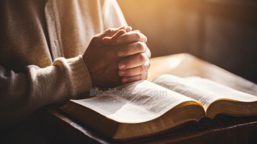 Priest reads the Bible in church.