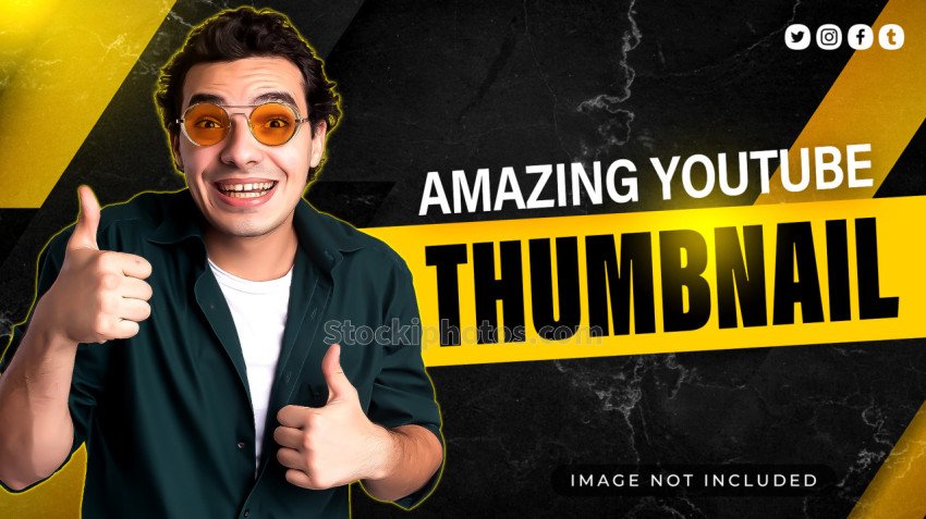 Multipurpose attractive black yellow youtube thumbnail template design @graphicamarket