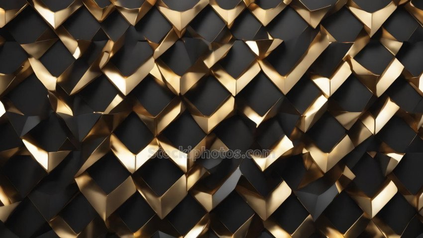 Black wall with black background with gold metal band