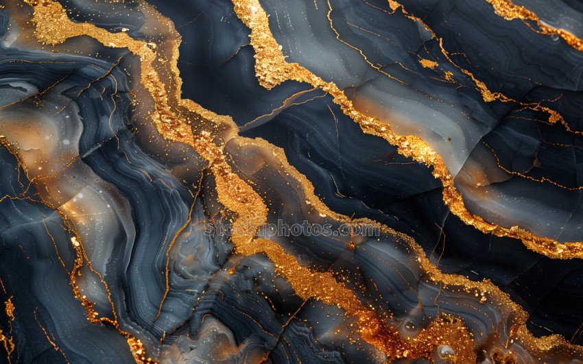 Abstract Gold & Black Marble Texture 01