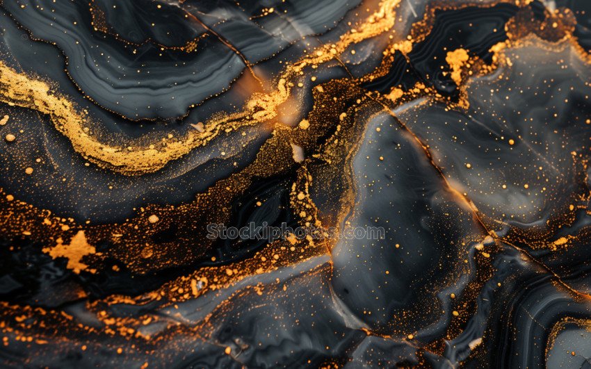 Abstract Gold & Black Marble Texture 04