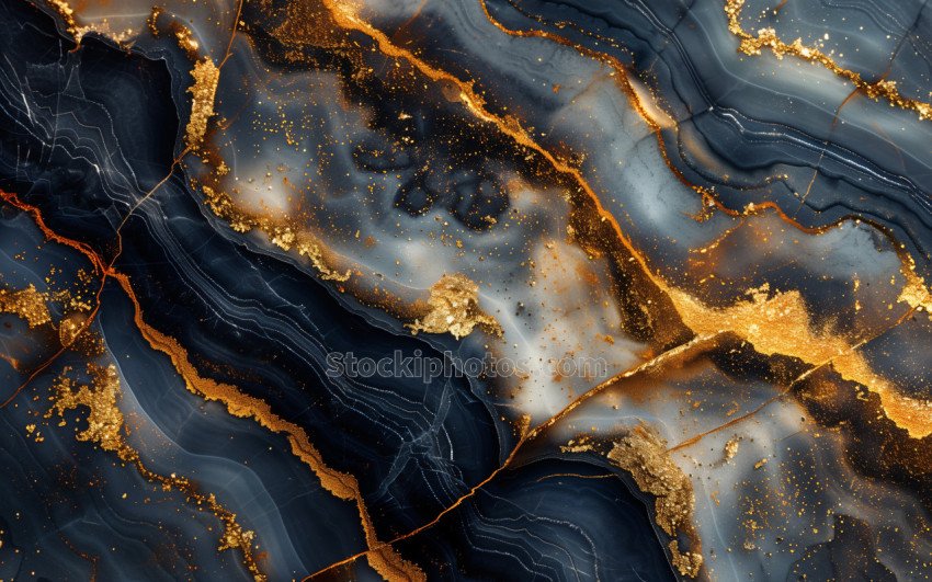 Abstract Gold & Black Marble Texture 03