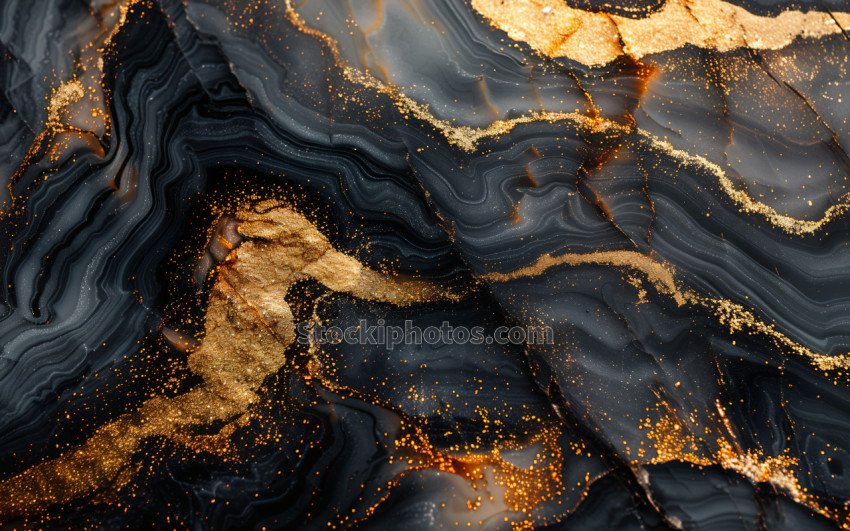 Abstract Gold & Black Marble Texture 07