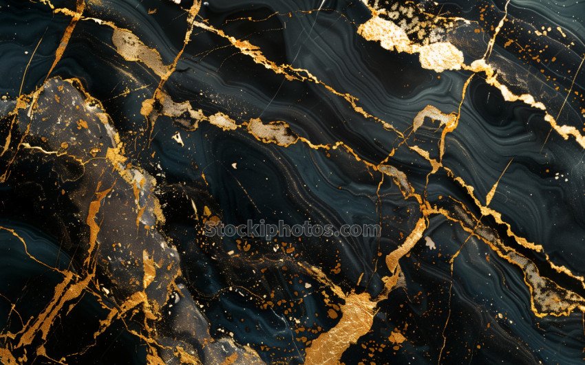 Abstract Gold & Black Marble Texture 09