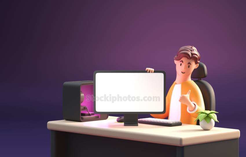 3D Office Character Banner Illustration (2)