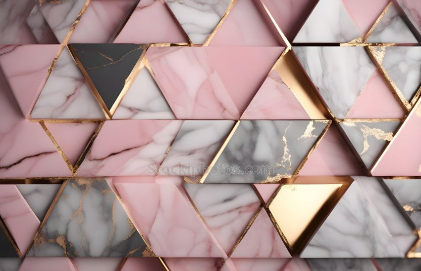 Background illustration design geometric marble pink white golden