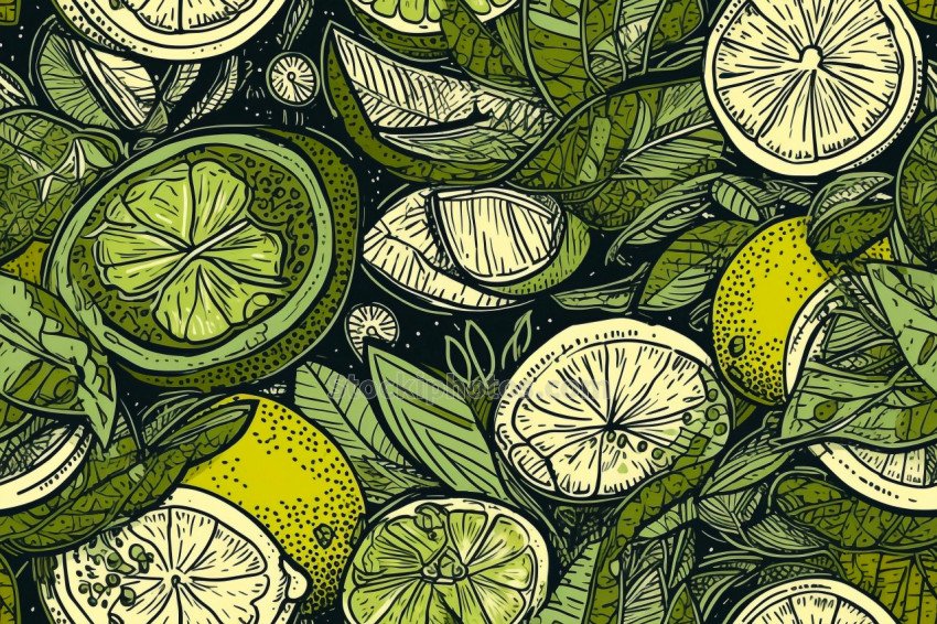 Hand Drawn Lime Seamless Pattern (4)