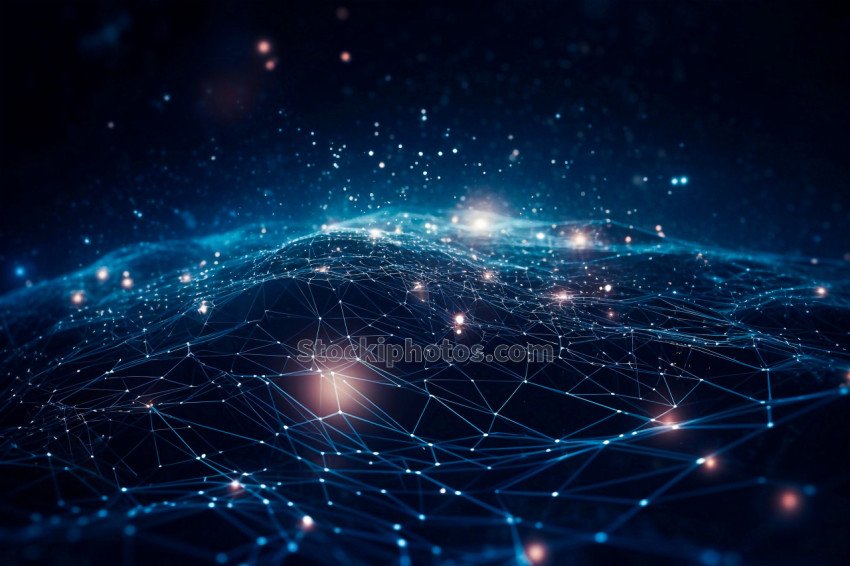 Digital Data Network Connections 3D Background Illustration (2)