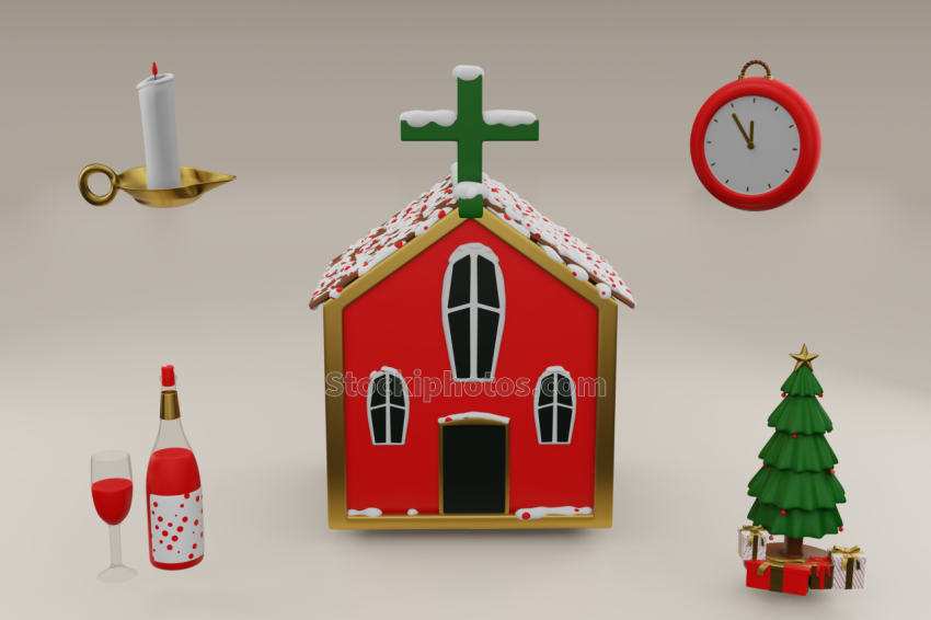 3D Christmas Holiday and Festive Season Illustration icon Scene 01 1