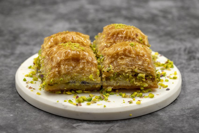 pistachio baklava closeup traditional middle eastern flavors traditional