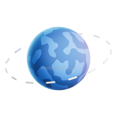 3D Cypto Icon Blue Purple Gold Planet 02