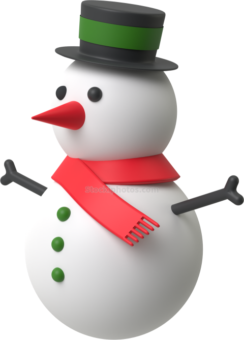 3D Christmas Festive Holiday Illustration snowman angle