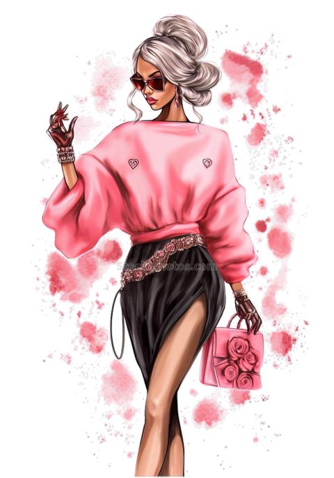 Fashion Lady In Pink Watercolor Sublimation (16)