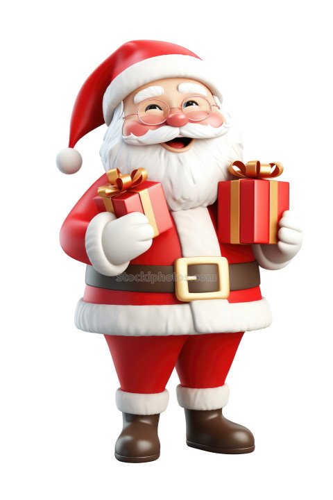 Santa claus character isolated on transparent background. Generative ai.