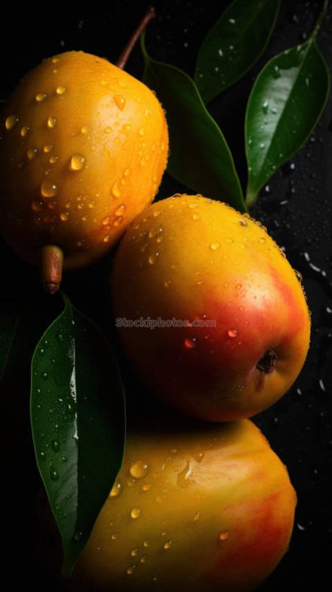 Fresh Organic Mango Fruit Vertical Background.