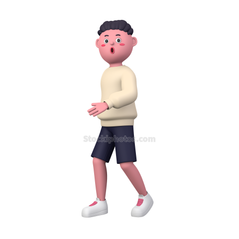 3D Young Male Working Illustration Walking