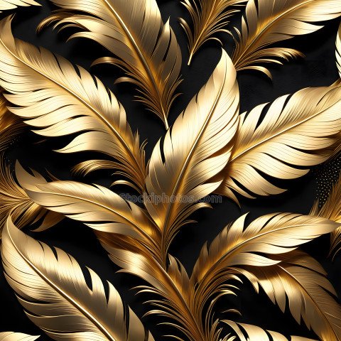 Gold leaf pattern Black