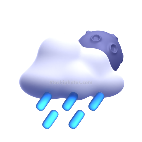 3d weather and climate icon illustration- thunder rain cloud