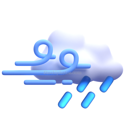 3d weather and climate icon illustration-wind cloud rain