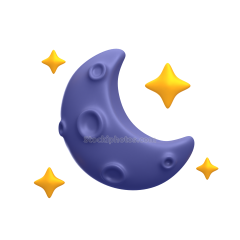 3d weather and climate icon illustration moon and stars