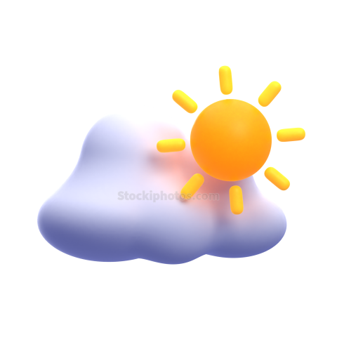 3d weather and climate icon illustration Sunny cloud