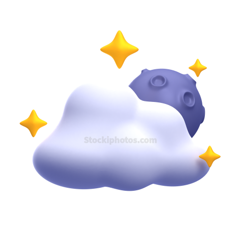 3d weather and climate icon illustration thunder cloud stars