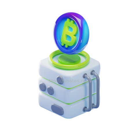 Bitcoin Server Cryptocurrency 3D Icons