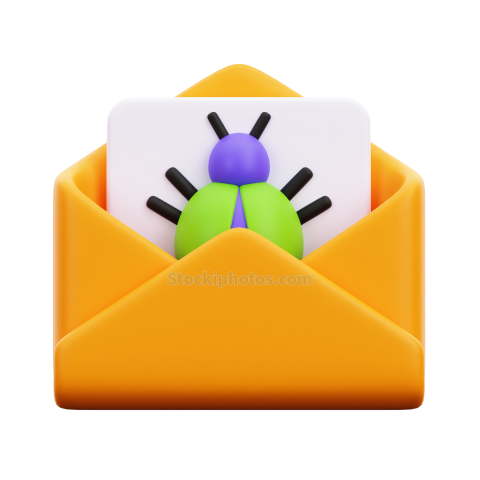 3D UI Design Icon Illustration Element - Mail bug Phishing