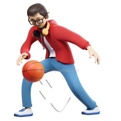 Boy Character play basketball 3d