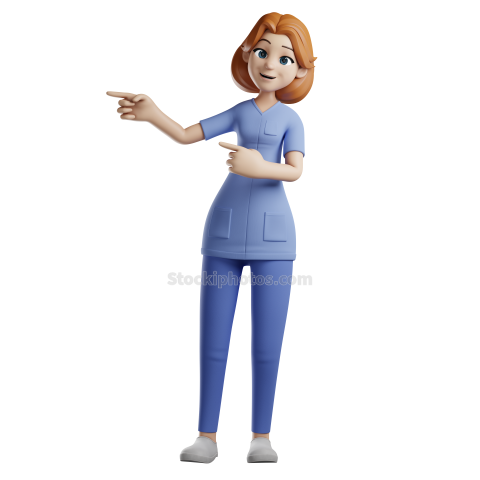 3D Character Medical Nurse Poses Illustration PNG (3)