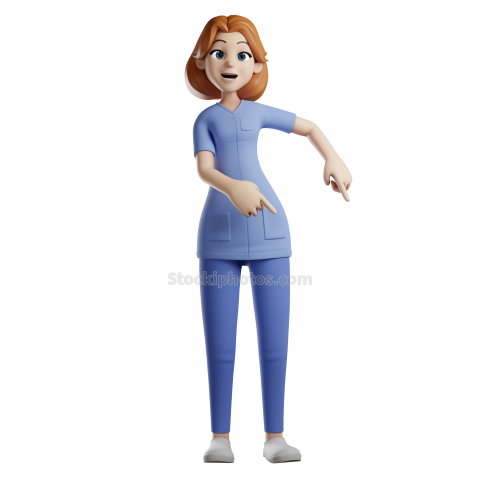 3D Character Medical Nurse Poses Illustration PNG (5)