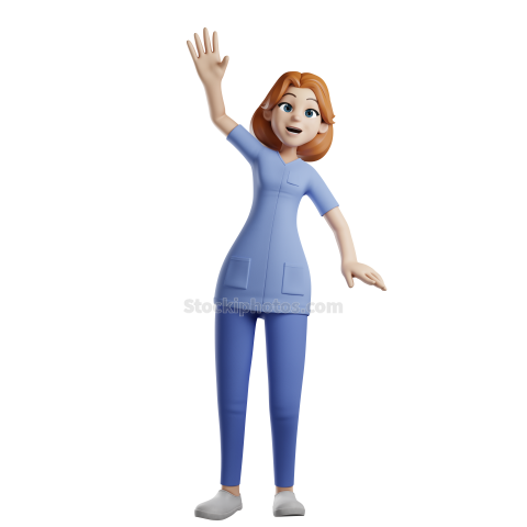 3D Character Medical Nurse Poses Illustration PNG (17)