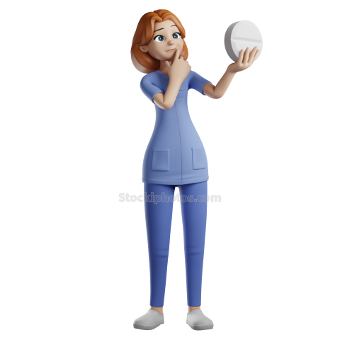 3D Character Medical Nurse Poses Illustration PNG (24)