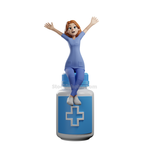 3D Character Medical Nurse Poses Illustration PNG (27)