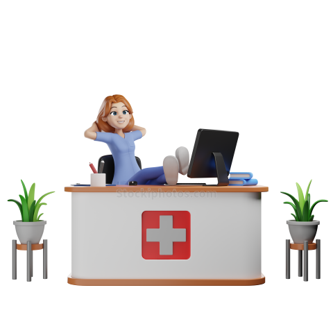 3D Character Medical Nurse Poses Illustration PNG (37)