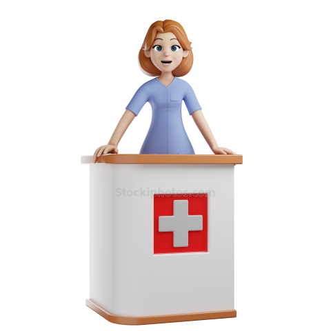 3D Character Medical Nurse Poses Illustration PNG (41)