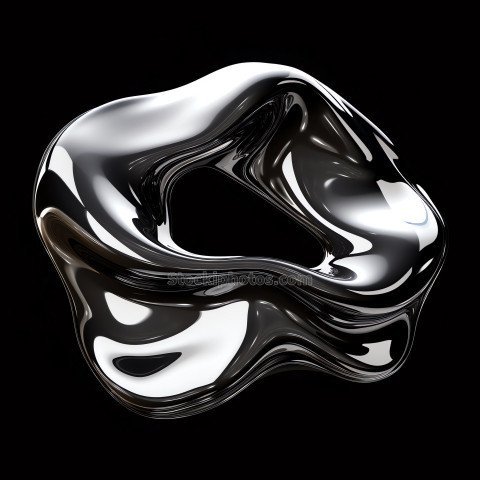 Aluminium – Liquid Metal sphere shapes black background (27)