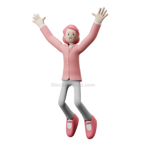 3D Female Character Poses Illustration Pink Girl  (19)