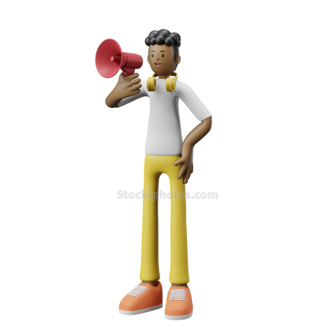 3D Male Character Poses Illustration Black Young Boy (17)