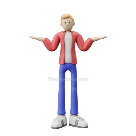 3D Male Character Poses Illustration Red and Blue Young Boy (7)