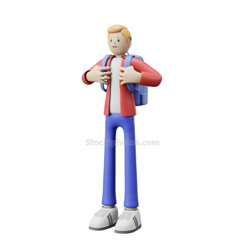 3D Male Character Poses Illustration Red and Blue Young Boy (10)