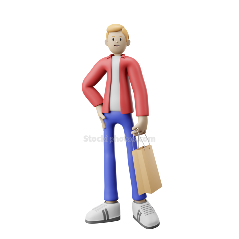 3D Male Character Poses Illustration Red and Blue Young Boy (12)