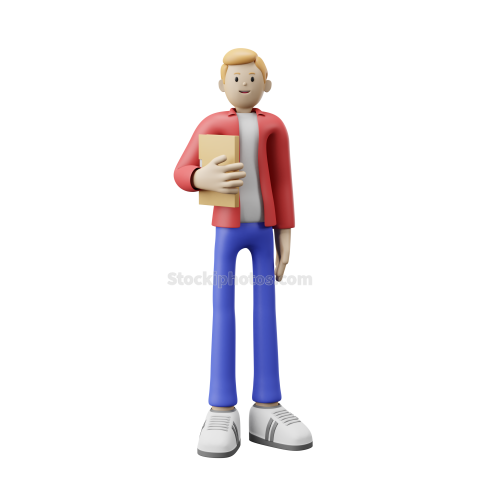 3D Male Character Poses Illustration Red and Blue Young Boy (14)