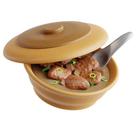 3D Asian Food Illustration Kut Teh