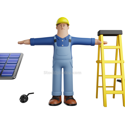 3D Electrician Construction Worker Illustration (55)